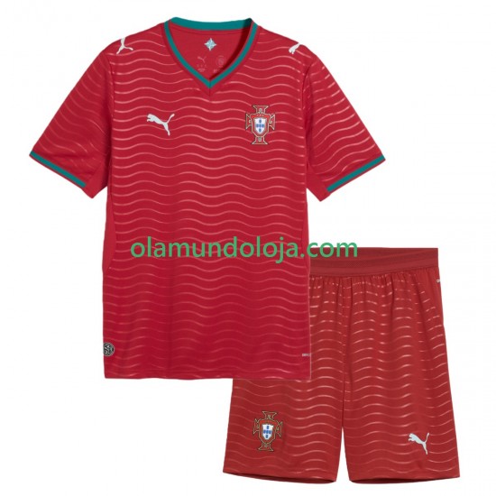 Camisola Portugal Criança Equipamento Primeiro Copa do Mundo 2026 Manga Curta